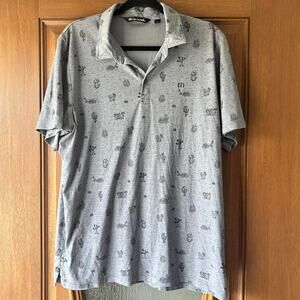 Travis Matthews XL grey black Mens Polo Shirt‎ Cocktails and Cactus Short Sleeve